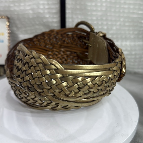 (H)White Stag Gold Braided Belt vintage leather Accessory,Sz L women’s - Picture 4 of 12